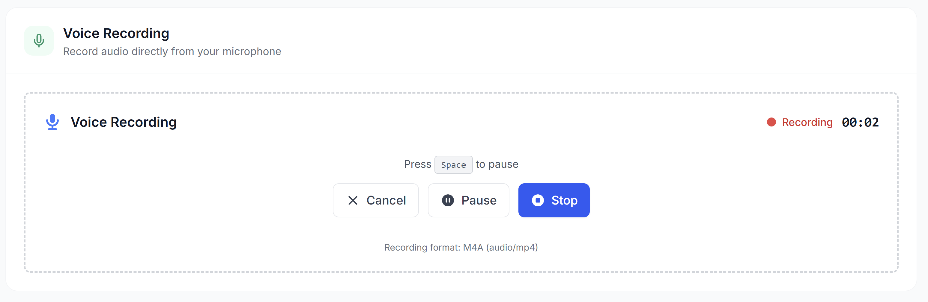 Voice Recording Interface